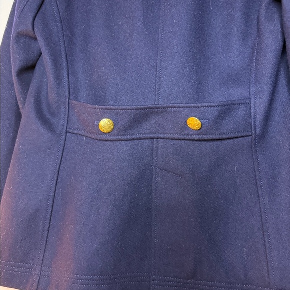 J.Crew Navy Wool Peacoat Gold Crest Buttons Nautical Coat Size 6 - Picture 5 of 8